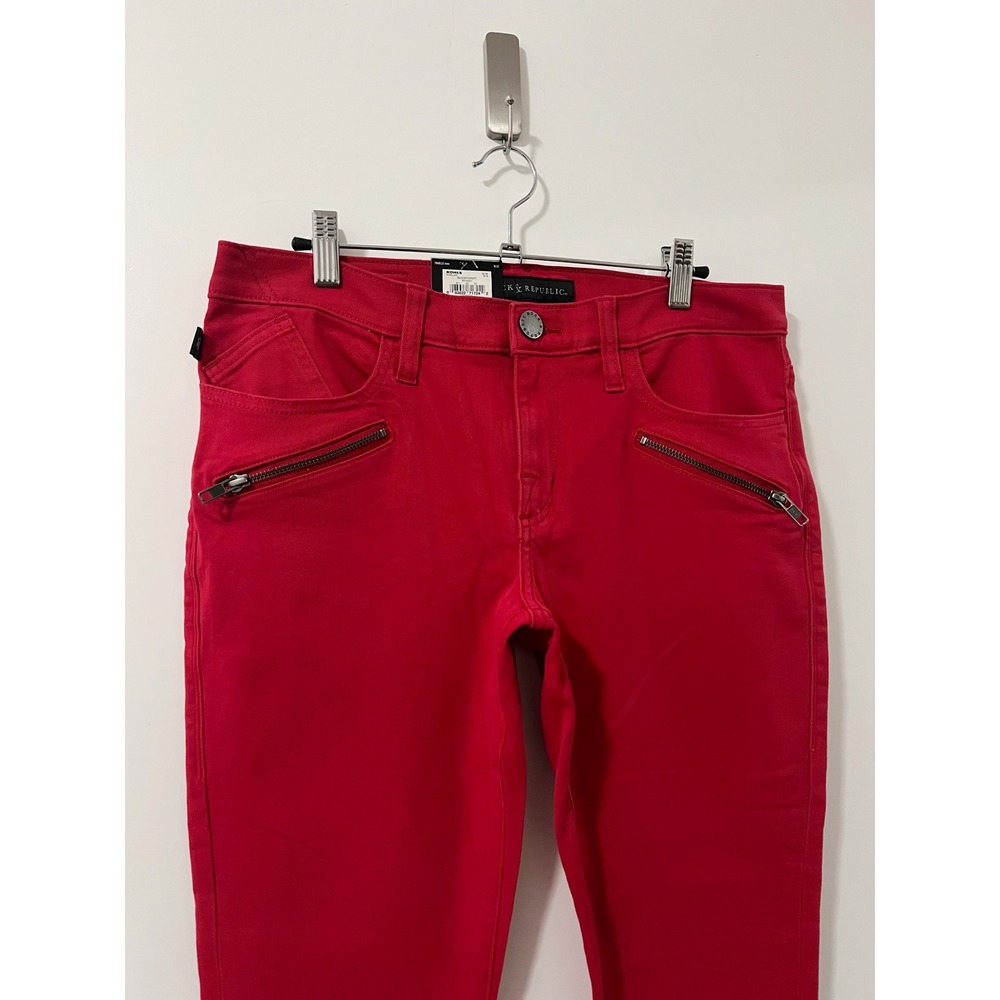 Rock & Republic Red Skinny Zip Pocket Legging Pants Women Size 10 - Picture 3 of 9